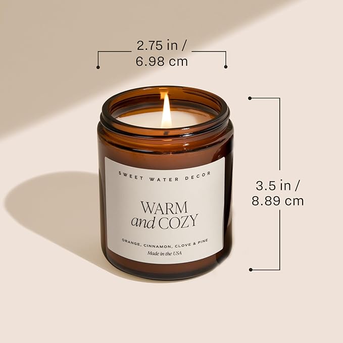 Sweet Water Decor Farmhouse Soy Candle - Apple, Orange, Pumpkin and Clove Scented Fall Candles for Home - 9oz Amber Jar + Black Lid, 40+ Hour Burn Time, Made in The USA
