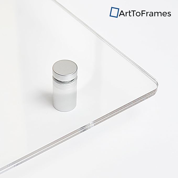 ArtToFrames Floating Acrylic Frame for Pictures Up to 6x8 inches (Full Frame is 10x12) with Muted Chrome Standoff Wall Mount Hardware, Acrylic-109-6x8-70