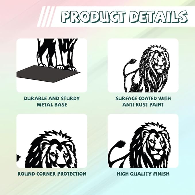 Peacoblue Metal Bookends for Shelves, Modern Decorative Heavy Duty Study Book Support Stoppers for Office, Desk, Shelf, Room 5.3"x4.3"x6.8" Cast Iron Simple Tall Bookends, 1 Pair (Lion)