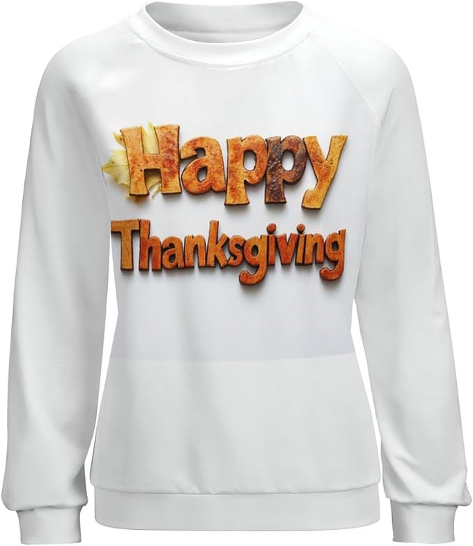 Thanksgiving Sweatshirt for Women Crewneck Pullover Casual Graphic Long Sleeve Shirts Sweater