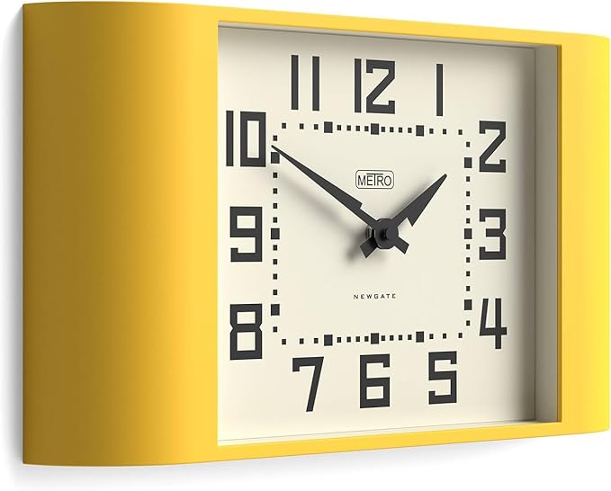 NEWGATE® Metro Clock | Retro Wall Clock | 16.5 inch Wide | Citrus Yellow | Mid Century Style for Kitchen, Living Room or Office