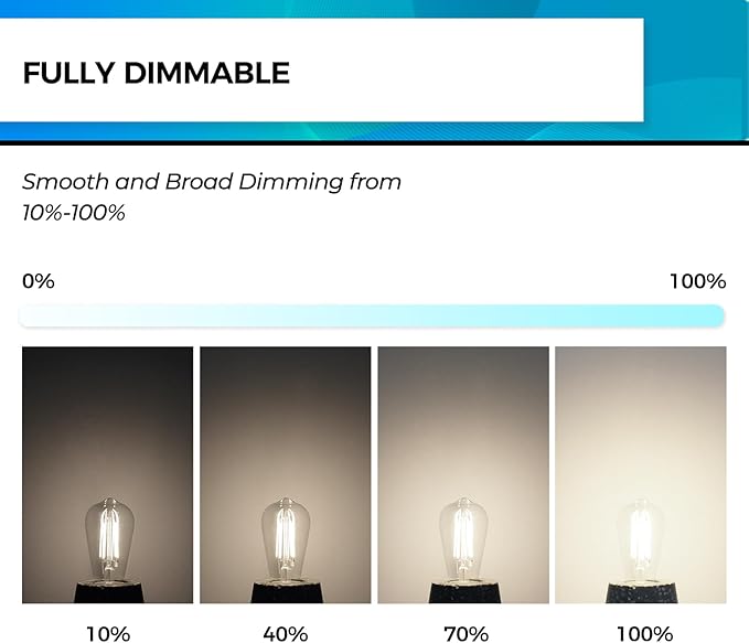Hizashi E26 LED Bulb 60 Watt Dimmable, 4000K LED Edison Bulbs, ST19 Vintage Light Bulbs Cool White, 95+CRI, UL Listed,700 Lumens 6W E26 Medium Base, Clear Glass, Pack of 6