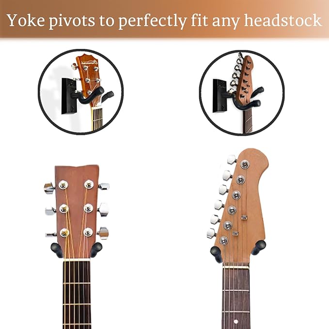 Guitar Wall Mount 2 Pack, Real Hardwood Guitar Hanger, U-Shaped Guitar Wall Hanger Mount, Guitar Holder Hook Stand for Acoustic, Electric Guitar, Banjo, Bass, Gift for Guitar Player Men Boy