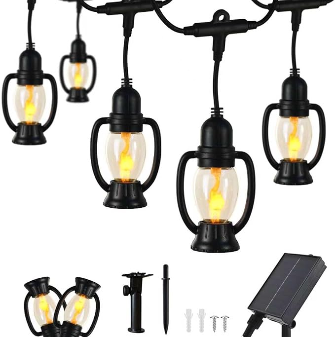15FT Solar String Lights Waterproof for Outdoor, Patio Lights Solar Powered, LED Shatterproof Bulbs, Solar Light for Camping Backyard Garden(Mini Lantern-Warm White)