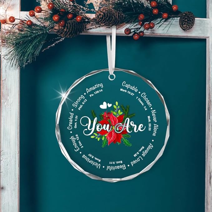 Christmas Christian Gifts for Women Men Faith - Glass Christmas Ornaments 2025 - Catholic Religious Spiritual Gifts for Women, Inspirational Motivational Gift, Stocking Stuffers Ornament