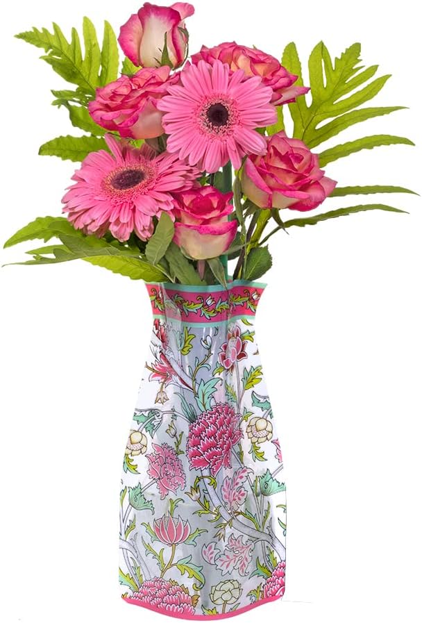 MODGY Expandable Flower Vase Plastic Decorative Modern Vases for Flowers Centerpieces Dining Table Decor Living Room Bathroom Wedding Office, William Morris Cray