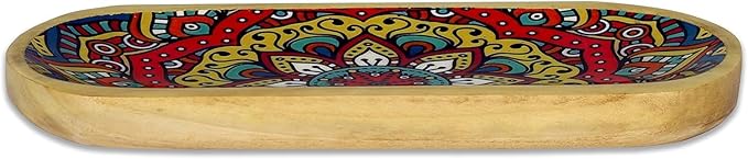 Yajna Traditional-Handmade Incense-Stick-and-Cones-Holder Incense-Burner-ash-Catcher-Stand Wooden-Tray-Holder (Mandala)