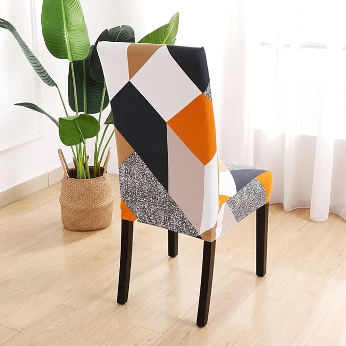 Senllori Dining Room Chair Covers Set of 6,Printed Pattern Parsons Chair Slipcovers Removable Washable Kitchen Seat Dining Chairs Protector Cover for Home or Party