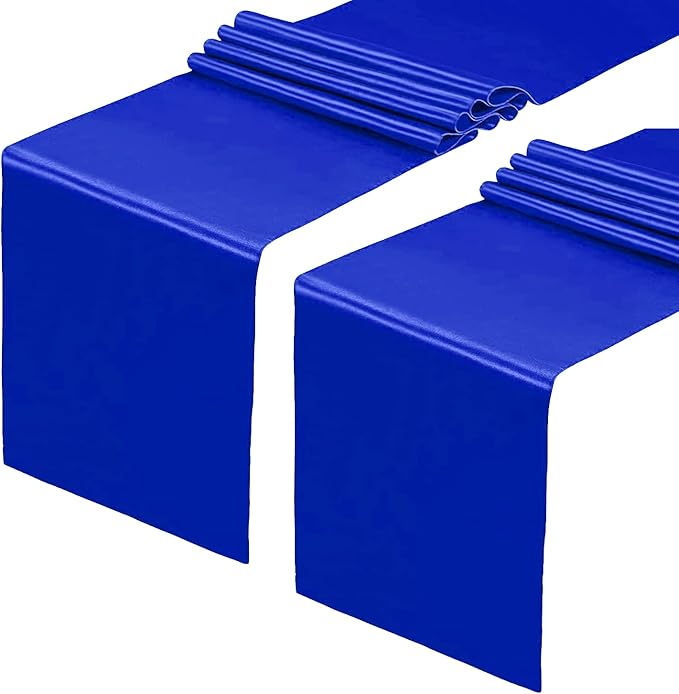 2 Pack Royal Blue Table Runners, Satin Table Runner 12x108 Inches Long, Silk and Smooth Fabric Table Runner for Wedding, Parties, Banquets, Events Decoration