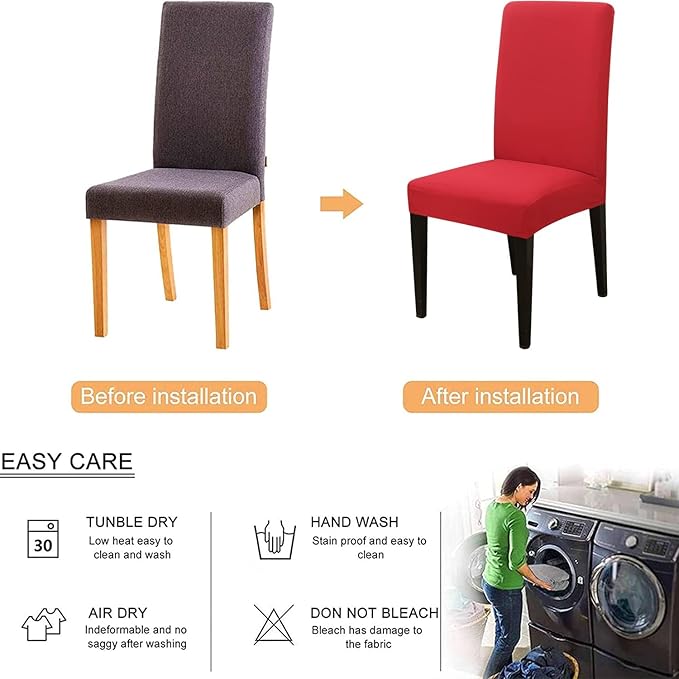 Stretch Chair Covers Slipcovers Set of 4 red Stretchable Dining Chair Slipcover Washable Removable for Kitchen,Hotel,Restaurant