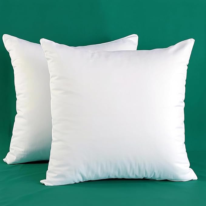 Set of 2 Ultra Plump Cotton Fabric Throw Pillow Inserts, Filler for Decorative Cushion Cover, 16 X 16 Inches, There are Multiple Sizes to Choose from