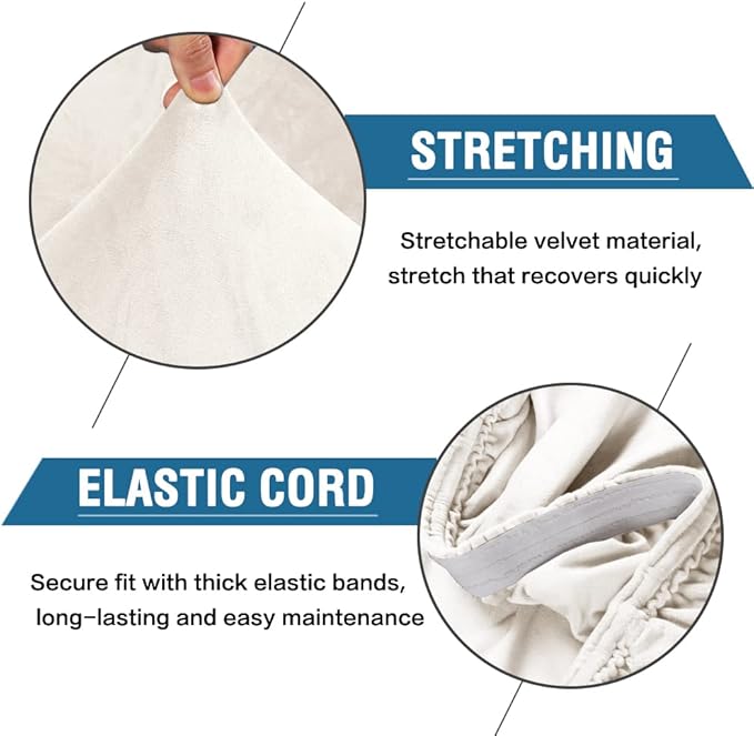 H.VERSAILTEX Dining Chair Covers Velvet Stretch Chair Covers for Dining Room Set of 4 Parson Chair Slipcovers Chair Protectors Covers Dining, Soft Thick Solid Velvet Fabric Washable, Ivory