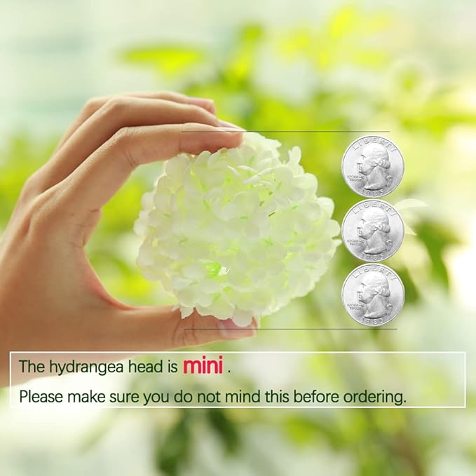 GREENTIME 13” Artificial Hydrangea Flowers Faux Hydrangea Bouquet with 7 Head 3.15” Tiny Hydrangea for Vase Wedding Bouquet Home Decor DIY Baby Shower Centerpieces Tables Decoration(White)