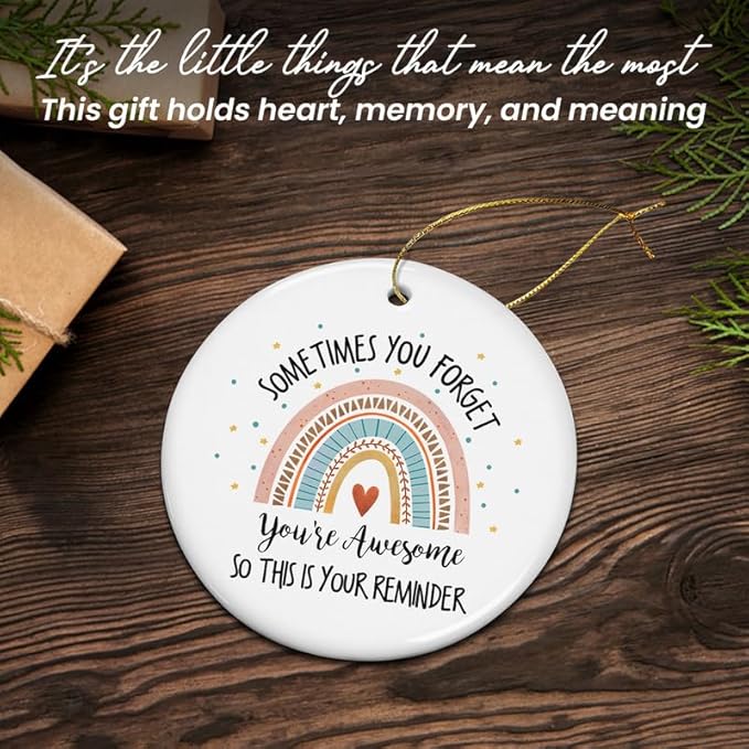 Christmas Inspirational Gifts for Women Men - Ceramic Christmas Ornaments 2025 for Tree Decorations - Motivational Thank You Employee Appreciation Gifts for Coworker Friends, Stocking Stuffers