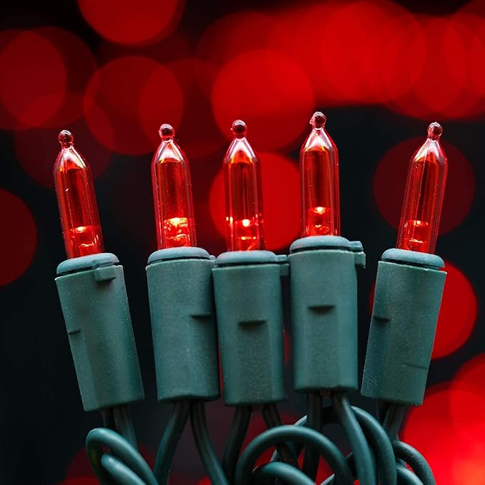 YULETIME Red LED Christmas Lights 200 Count 50 ft, Pack of 2 Strands 25 ft 100 Lights UL Certified String Light Set (Red)