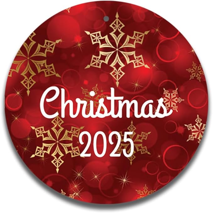 Personalized Christmas Ornament 2025 – Custom Name 4" Lightweight PVC Holiday Decoration – Double-Sided UV Printed Tree Keepsake – Gift for Kids, Families & Friends (Gold Snow Flakes)