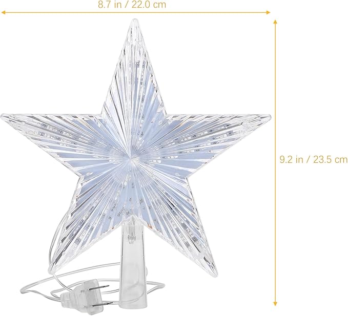 Beaupretty Tree Topper Star Plug LED Treetop Star Ornament for Indoor Holiday Party (Warm White)