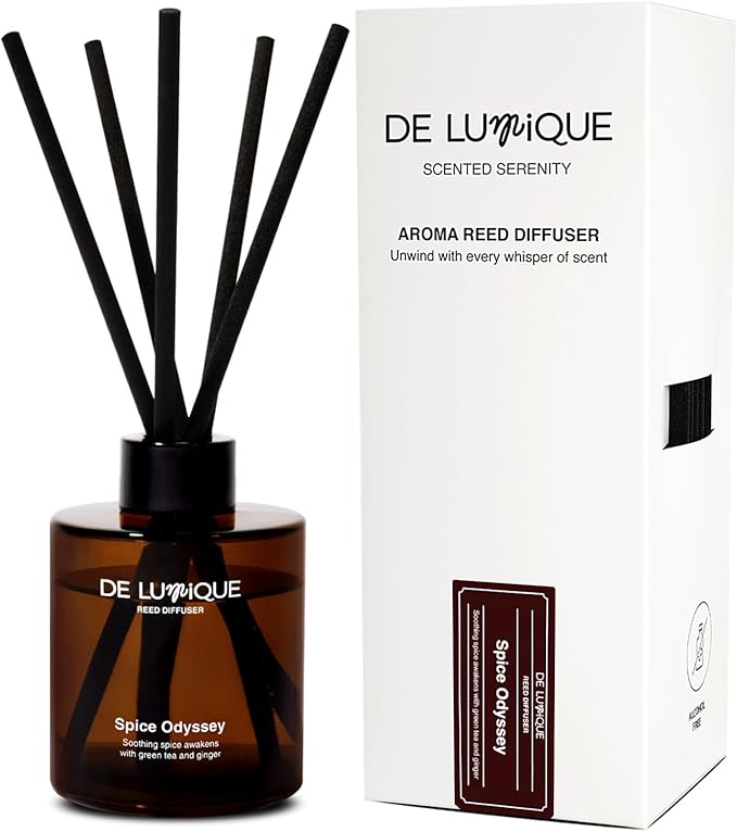 Spice Odyssey Luxury Reed Diffuser – Aromatherapy Diffusers for Home with Green Tea, Ginger, Moss & Bergamot – Long Lasting Fragrance – 150ml