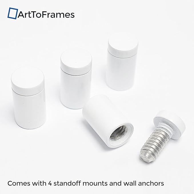 ArtToFrames Floating Acrylic Frame for Pictures Up to 18x36 inches (Full Frame is 22x40) with White Standoff Wall Mount Hardware, Acrylic-109-18x36-83