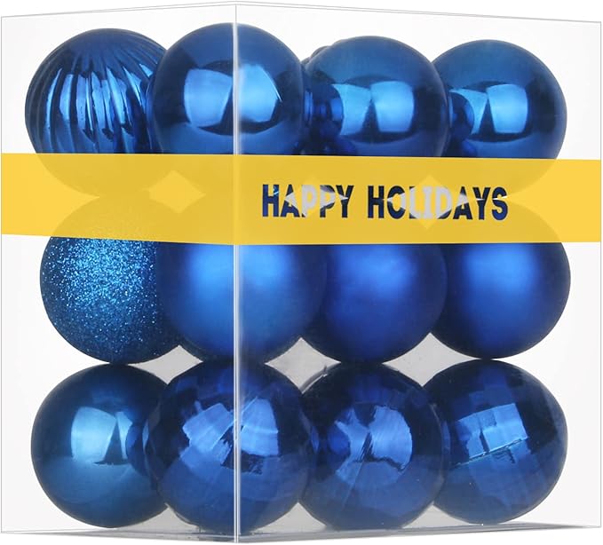 Royal Blue 1.6" Small Christmas Balls Christmas Tree Decoration Ornaments Shatterproof Hanging Balls for Birthday Halloween Holiday Wedding Decorations Set of 18pcs