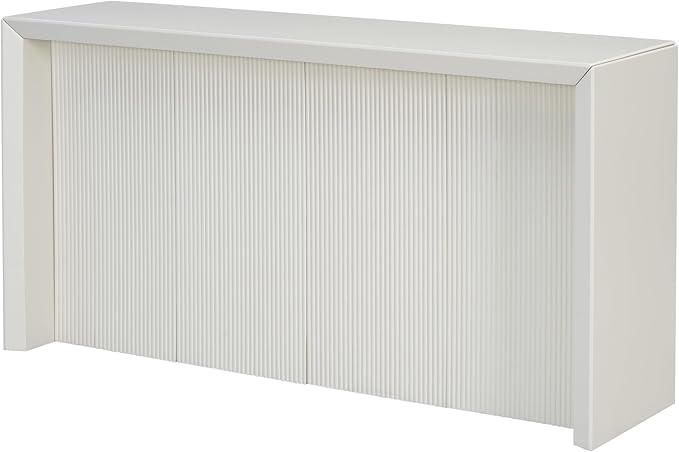 Minimalist 60'' Long Console Table Sofa Table, Unique Versatile Acacia Wood Accent Entryway Table for Hallway Living Room Study Foyer Corridor, Wave Finish Design (Beige-N6)