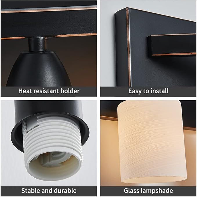 ANJIADENGSHI Bathroom Vanity Light Fixtures, Oil Rubbed Bronze Wall Mount Lighting, Modern Wall Sconce with White Glass Shade, Bathroom Lights Over Mirror