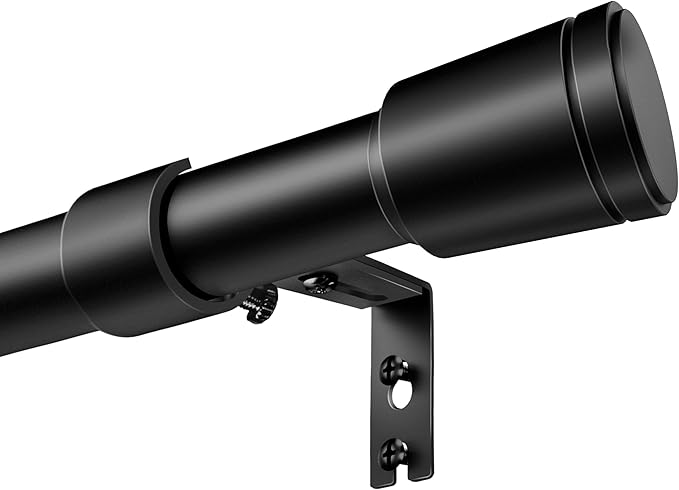 1” Diameter Black Curtain Rods for Windows, 1 Pack 30-60 Inch Heavy Duty Window Rods, Long Adjustable Curtain Rod, Fits Most Standard Windows, Suitable for Bedroom, Living Room, Farmhouse