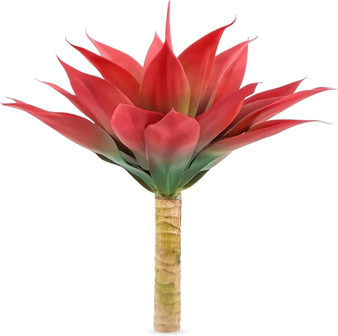 Velener Fall Fake Agave Artificial Plant, Red Fake Succulents Plant for Room Decor, Unpotted Faux Agave Stems Plant for Fall Outdoor/Indoor Decor, 18 inches, Set of 1