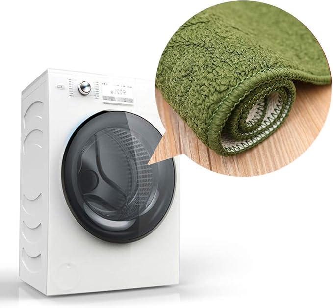 COSY HOMEER 32X20 Inch Anti Fatigue Kitchen Rug Mats are Made of 100% Polypropylene Half Round Rug Cushion Specialized in Anti Slippery and Machine Washable Green (3 pcs)