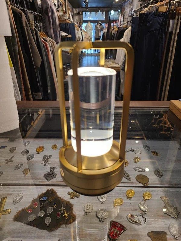 Klarako Crystal Lantern Lamp – Modern Cordless Rechargeable Bedside & Outdoor Light, Portable Wireless Lamp – Dimmable Touch Control – Luxury Living Room & Hotel-Style Lighting (Gold, 1-Pack)