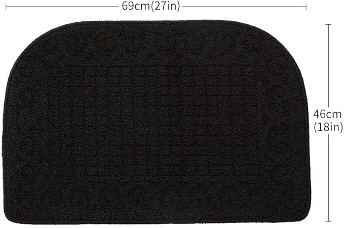 COSY HOMEER 27X18 Inch Anti Fatigue Kitchen Rug Mats are Made of 100% Polypropylene Half Round Rug Cushion Specialized in Anti Slippery and Machine Washable (Black 1 pc) …