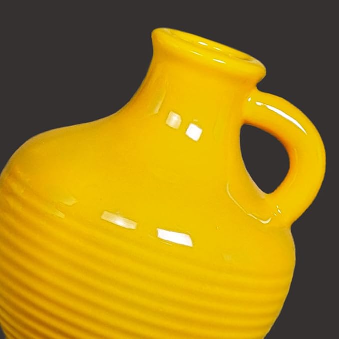 Sunddo Yellow Ceramic Vase 6 Inch - Small Modern Decorative Vase with 1 Handle for Home Decor, Living Room, Kitchen, Shelf, and Centerpiece Table Decorations