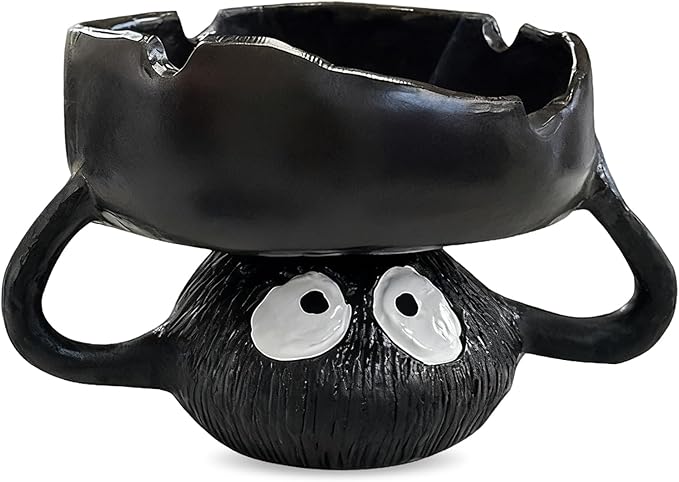 Funny Ashtrays, Resin Cartoon Soot Sprite Holders for Tealight Candle/Crystal/Jewelry/Keys for Home Decor, Unique Gag Gifts for White Elephant/Housewarming//Father's Day/Halloween/Christmas, Black