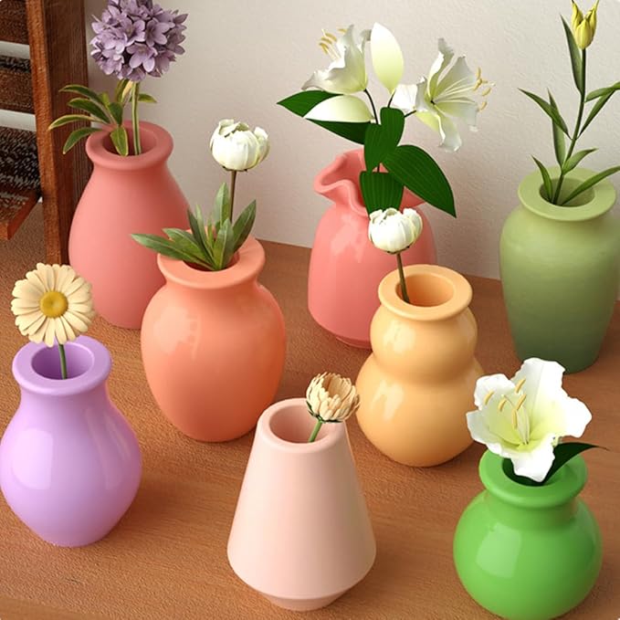 Koonafy 2 Pieces Vase Resin Moulds Silicone Set, Candle Holder Resin Molds, 8 Style Vase Resin Casting DIY Making Handmade Home Display Decor Crafts for Epoxy Resin (C-2pcs)