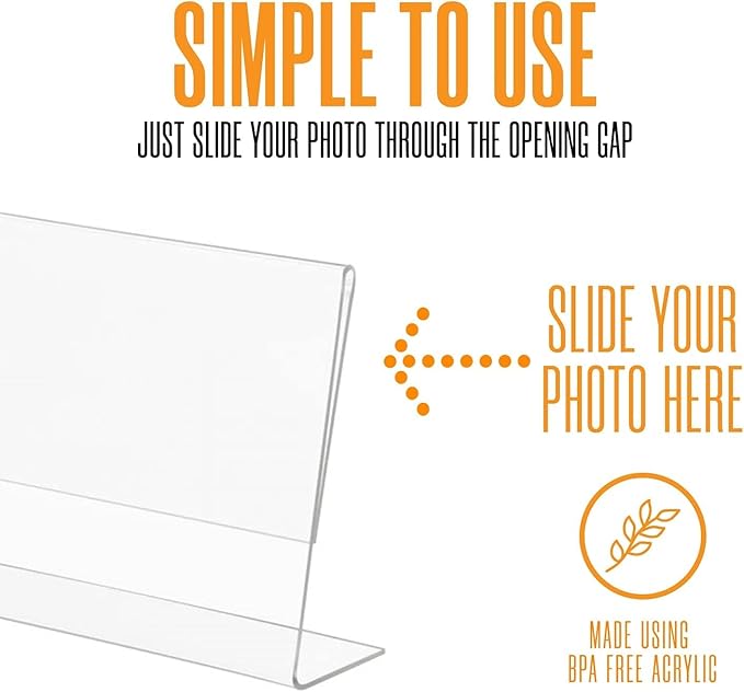 Photo Booth Nook | 4x6 Acrylic Sign Holder (24 Count) | Crystal Clear Acrylic Picture Frames 4x6 | Bulk Picture Frames | Horizontal Orientation