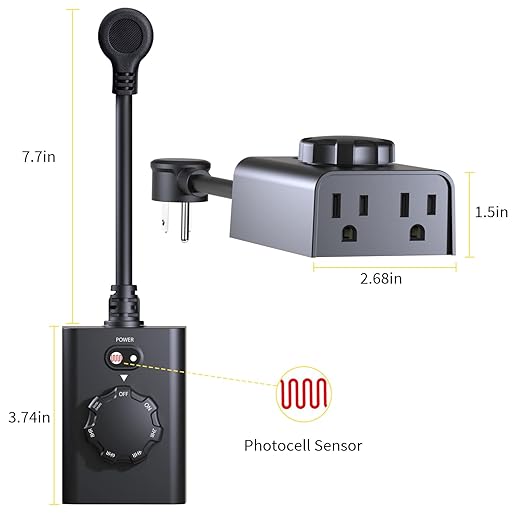 Minoston Outdoor Timer 2 Pack, Dusk to Dawn Outlet With 2 Grounded Outlets, 2-8 Hour Settings for Halloween Christmas Lights, ETL Listed (MP41T)