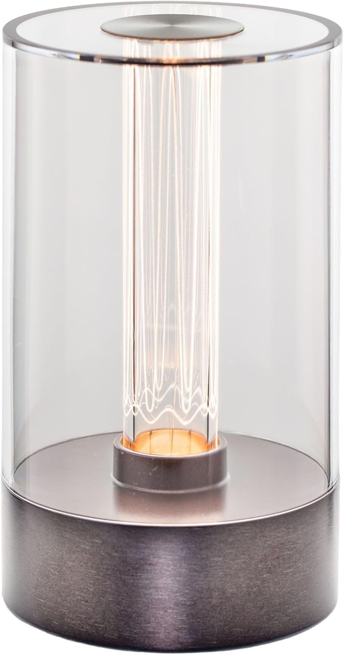 Cordless Table Lamp – Rechargeable Touch Control Bedside Lamp, Dimmable Warm White LED Light with USB-C Charging, 1800mAh Battery, Oil Rubbed Bronze Design, Etched Filament-Style Glow
