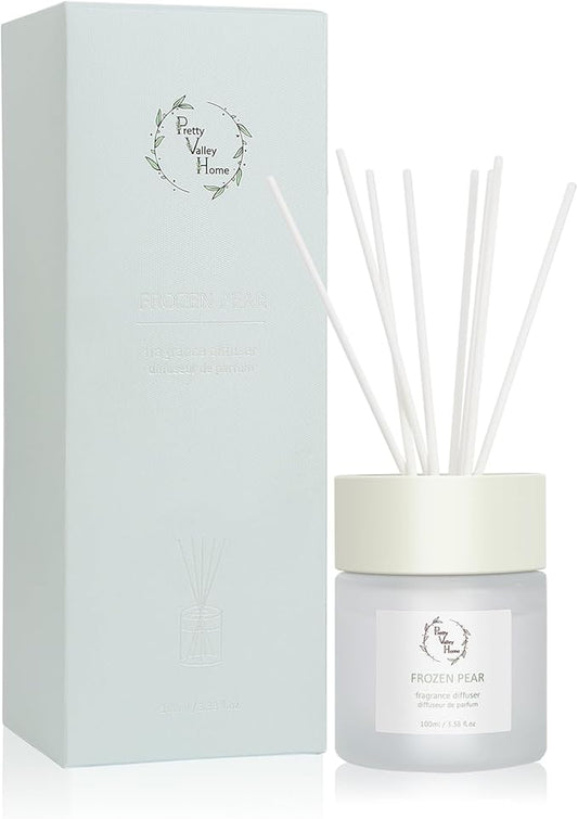 Reed Diffuser Set, Pretty Valley Home Diffuser 100Ml / 3.38Fl Oz Gift Box - Includes Reed Diffuser Sticks, Long Lasting Fragrance Oil and Glass Bottle for Office Living Room Decor (White Musk)