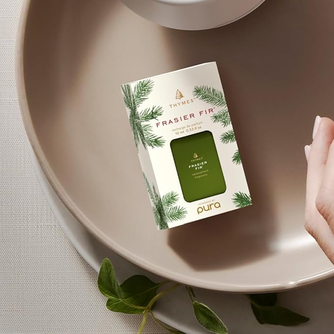 Thymes x Pura 4 - Smart Home Fragrance Diffuser Kit - Includes 1 Pura Diffuser + 2 Fragrance Refill Vials - Long Lasting Scents - LED Light - 2.4 GHz WiFi Required (Frasier Fir)