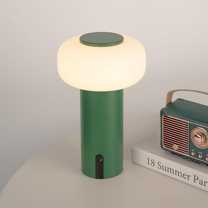 Shower Lamp Waterproof, Outdoor Cordless Table Lamp Rechargeable, Portable Battery Operated Light, Touch Dimmable Night Light for Bedroom/Patio/Dinning/Camping (Green)