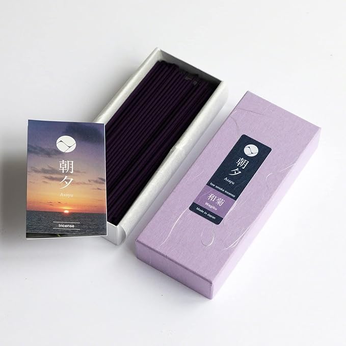 Asayu Japan Incense Sticks with Low Smoke for Morning or Evening Meditation, Relax or Yoga, Made in Japan 40gr - Wagiku Chrysanthemum