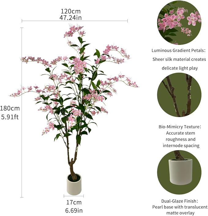 Artificial Tree Faux Jasmine Tree 6ft Tall Fake Jasmine Plant in Pot Fake Silk Tree Faux Plants Indoor