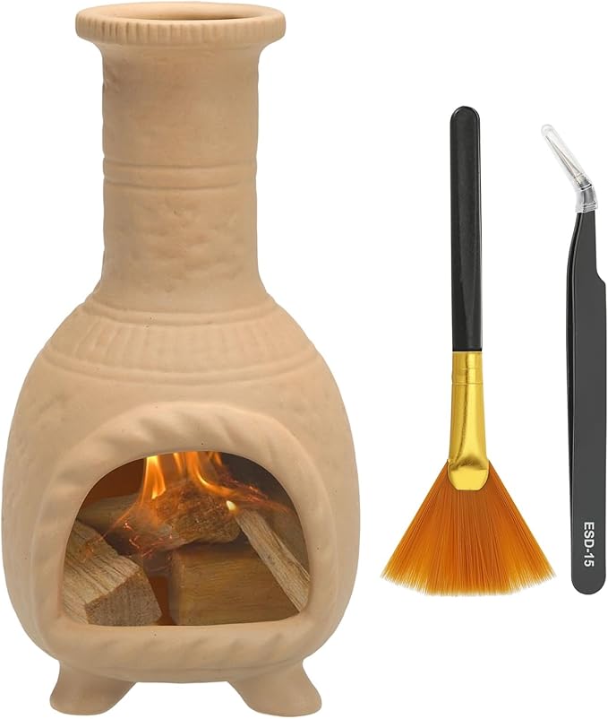 uxcell Incense Burner, Ceramic Incense Holder Santo Holder Ash Catcher with Cleaning Brush Tweezer Decorative Bowl for Meditation Stick Aromatherapy Yoga, Brown