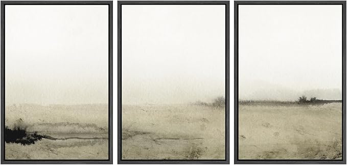 SIGNWIN Framed Canvas Print Wall Art Set Sepia Mountain Forest Environment Nature Wilderness Photography Modern Art Rustic Landscape Relax/Calm for Living Room, Bedroom, Office - 24"x36"x3 Black