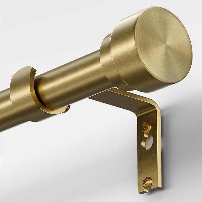 Oneach Heavy Duty Curtain Rods for Windows 72 to 144 Inch, 1 Inch Antique Gold Curtain Rod, Adjustable Length Rod with Metal Finials, Modern Decorative for Bedroom Kitchen Living Room (16 to 150 Inch)