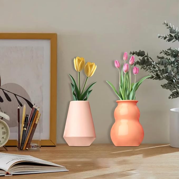 Koonafy 2 Pieces Vase Resin Moulds Silicone Set, Candle Holder Resin Molds, 8 Style Vase Resin Casting DIY Making Handmade Home Display Decor Crafts for Epoxy Resin (C-2pcs)