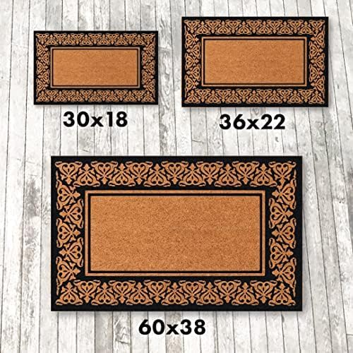 COCO MATS 'N MORE Personalized Door Mat with Monogram for Outdoor Indoor - Non-Slip Coco Coir Front Doormat with Vinyl Backing, Wedding, Housewarming New Home (Blooming Heart, 14" x 22")