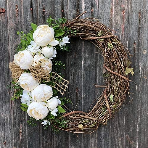 Flojery Silk Peony Bouquet Vintage Artificial Peonies Flower for Home Wedding Party Decor (1pcs, White)