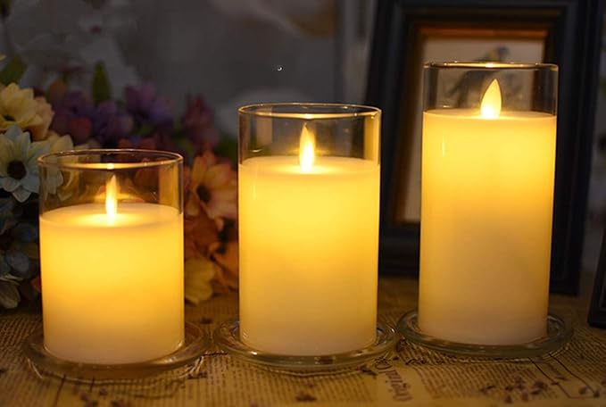 2 Pack Glass Candle Holder 4" Clear Beautiful Transparent Round Candle Plate…