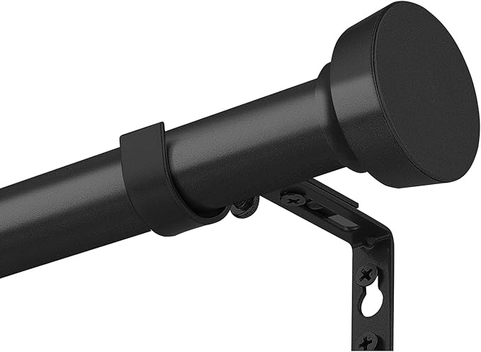 Rustic Curtain Rod, Industrial Curtain Rods for Windows 30 to 72 Inches, Blackout Wrap Around Curtain Rod, for Indoor and Outdoor, Simple Modern Design, 30 to 72 Inches, Black